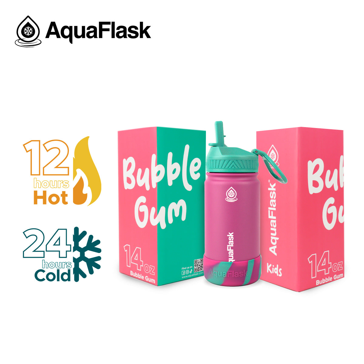 AQUAFLASK 14oz KIDS - BUBBLE GUM