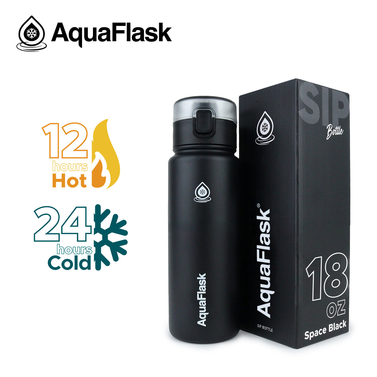 AQUAFLASK 18oz SIP BOTTLE - SPACE BLACK