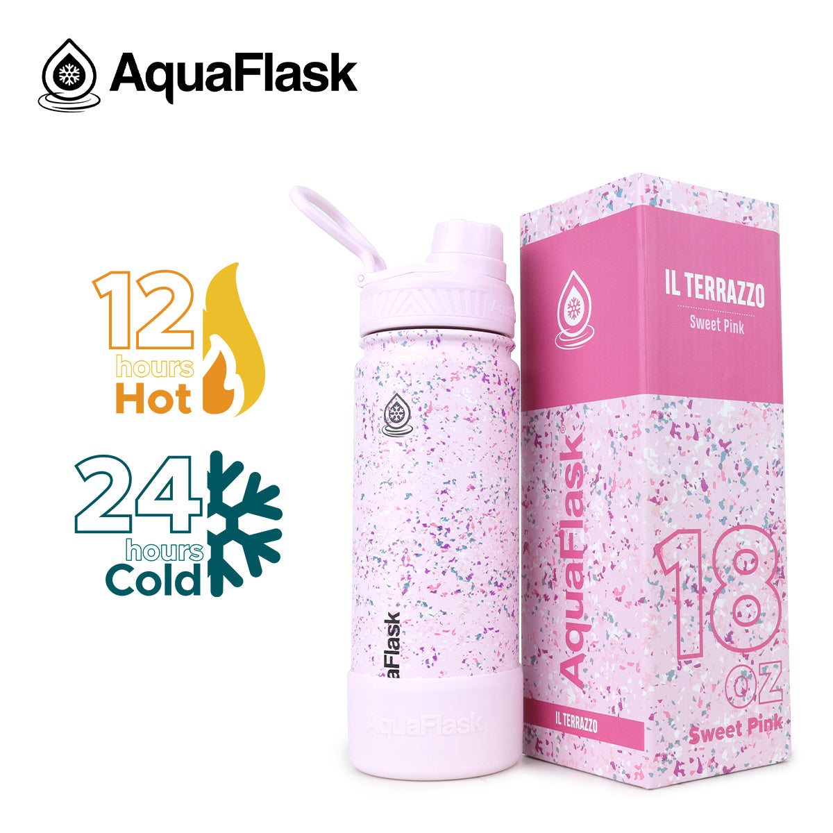 AQUAFLASK 18oz IL TERRAZZO - SWEET PINK