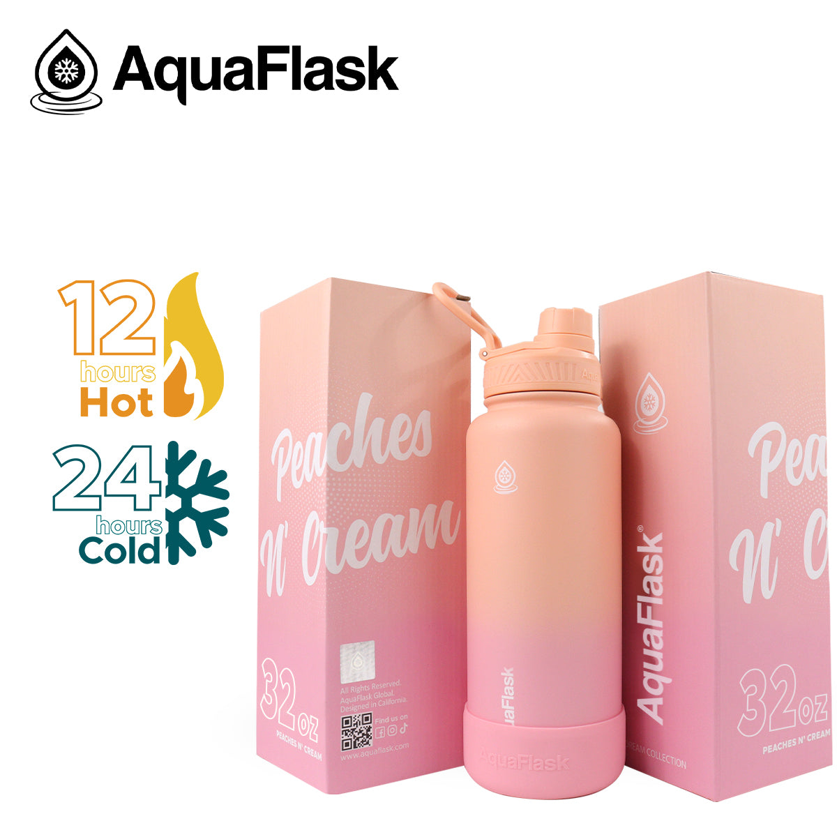 AQUAFLASK 32oz DREAM COLLECTION III - PEACHES N'CREAM