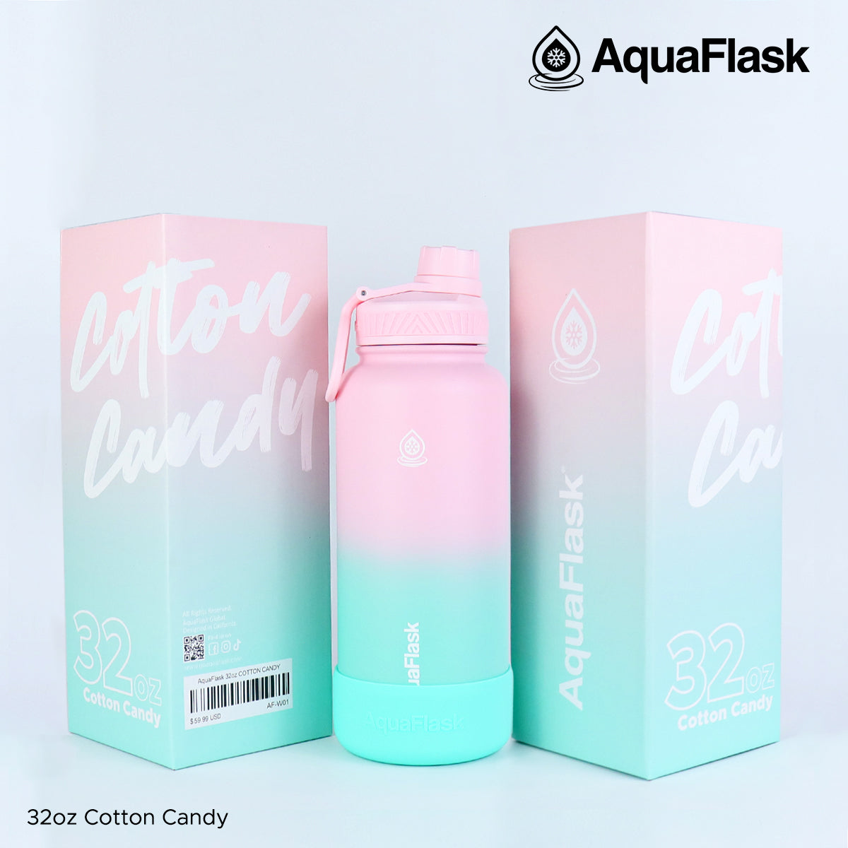 AQUAFLASK 32oz DREAM COLLECTION - COTTON CANDY