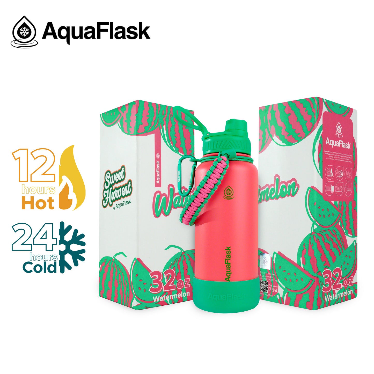AQUAFLASK 32oz SWEET HARVEST COLLECTION - WATERMELON