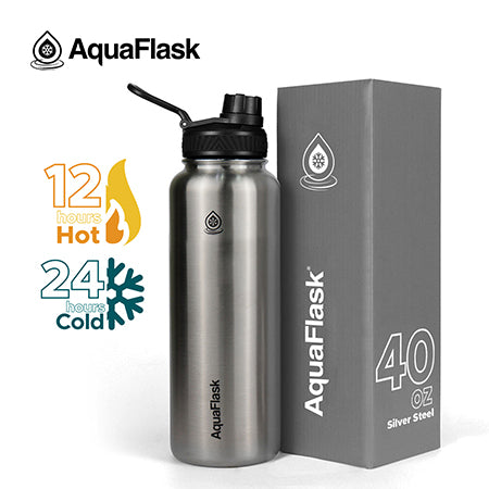 AQUAFLASK 40oz ORIGINAL COLLECTION - SILVER STEEL