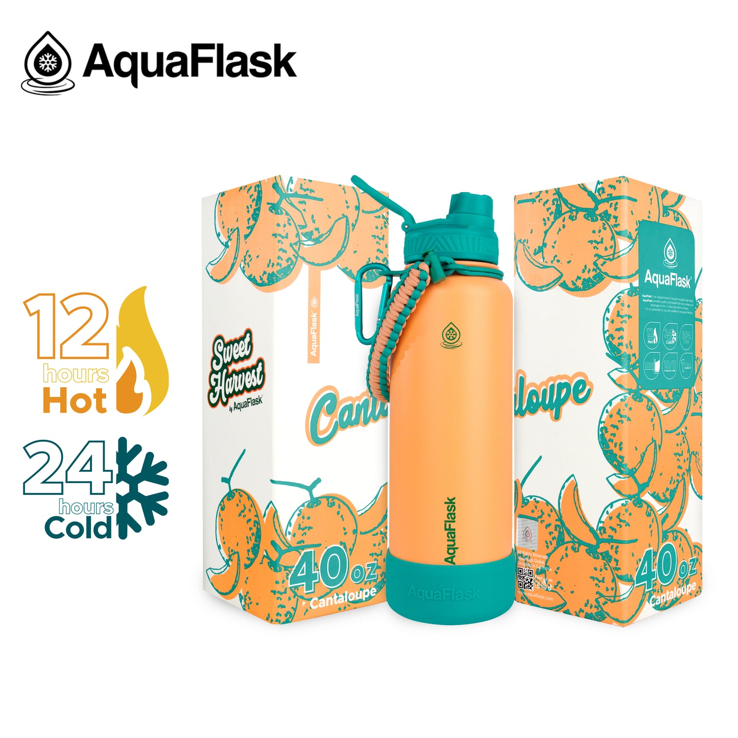AQUAFLASK 40oz SWEET HARVEST COLLECTION - CANTALOUPE