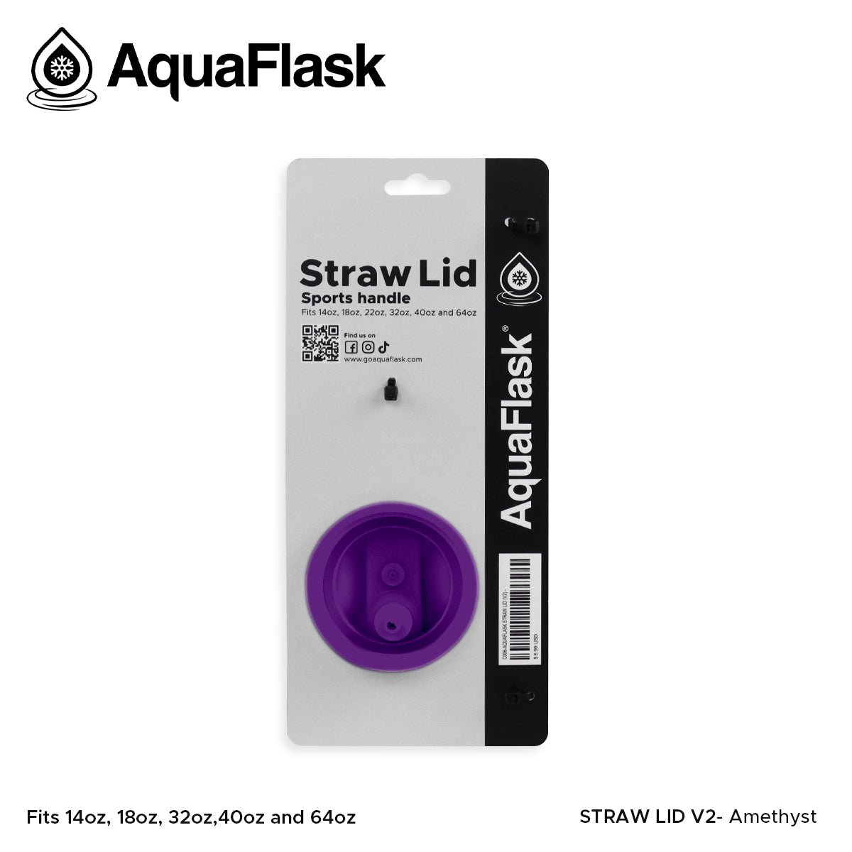 AQUAFLASK STRAW LID SPORTS HANDLE - AMETHYST