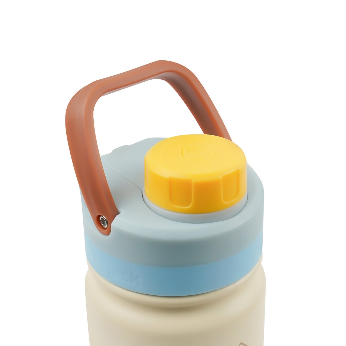 Botella de agua de acero inoxidable con aislamiento de la colección Colorwave de AquaFlask en color Honey Comb, con acabado degradado suave, tapa de rosca con asa de transporte y base de silicona, fotografiada sobre fondo blanco