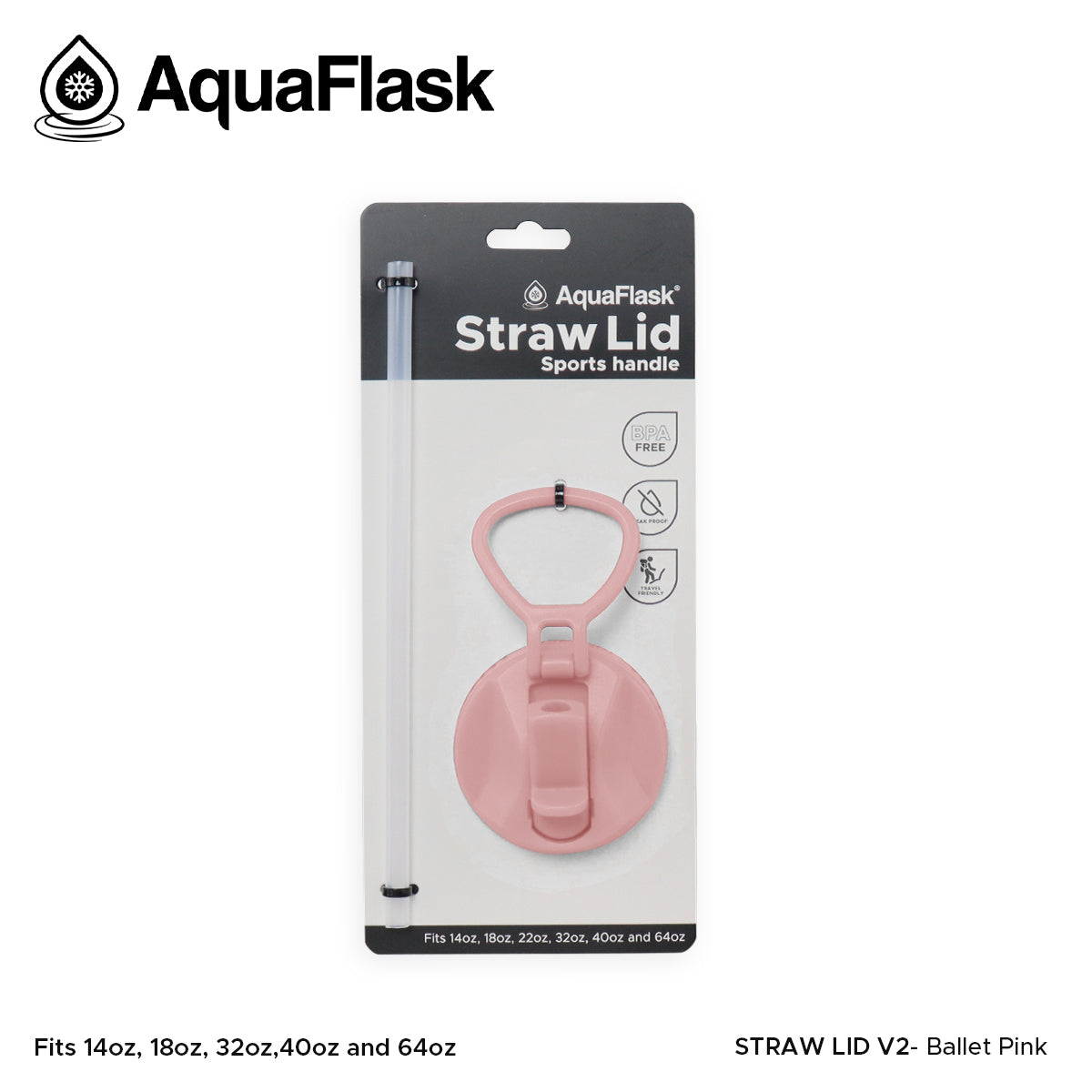 AQUAFLASK STRAW LID SPORTS HANDLE - BALLET PINK