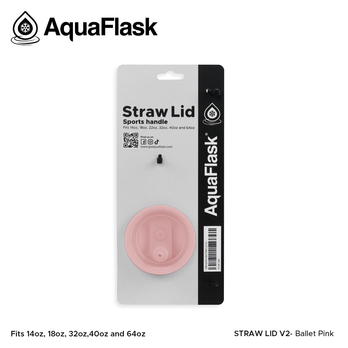 AQUAFLASK STRAW LID SPORTS HANDLE - BALLET PINK