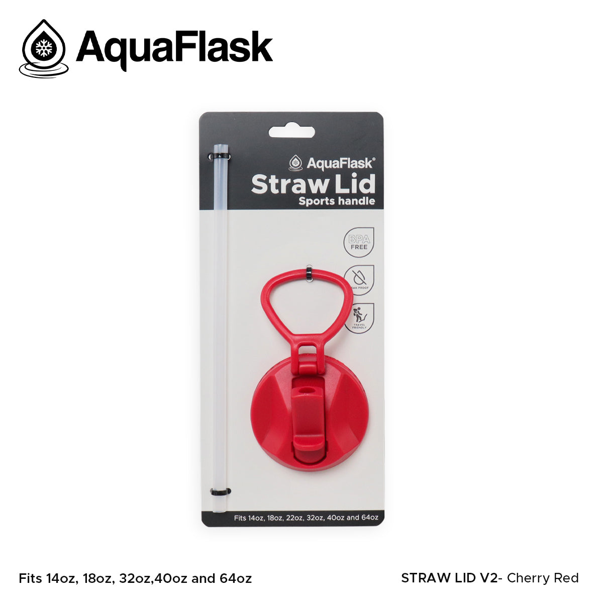 AQUAFLASK STRAW LID SPORTS HANDLE - CHERRY RED