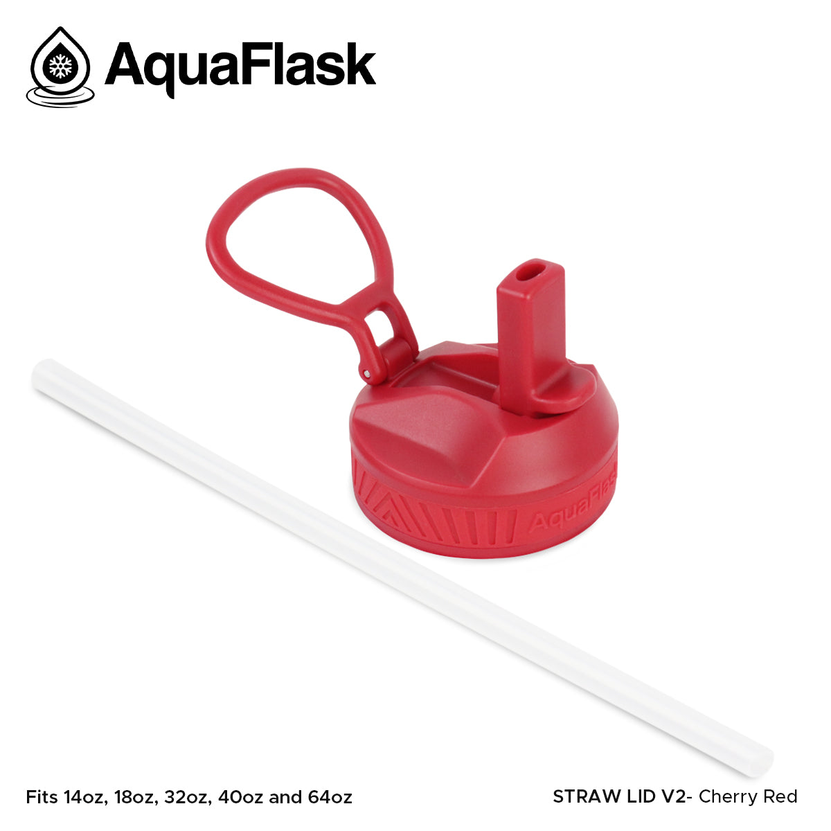 AQUAFLASK STRAW LID SPORTS HANDLE - CHERRY RED
