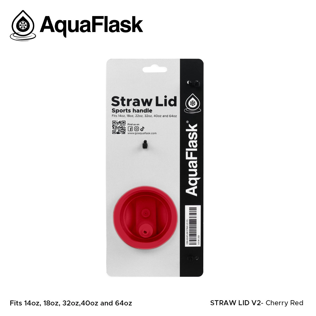 AQUAFLASK STRAW LID SPORTS HANDLE - CHERRY RED