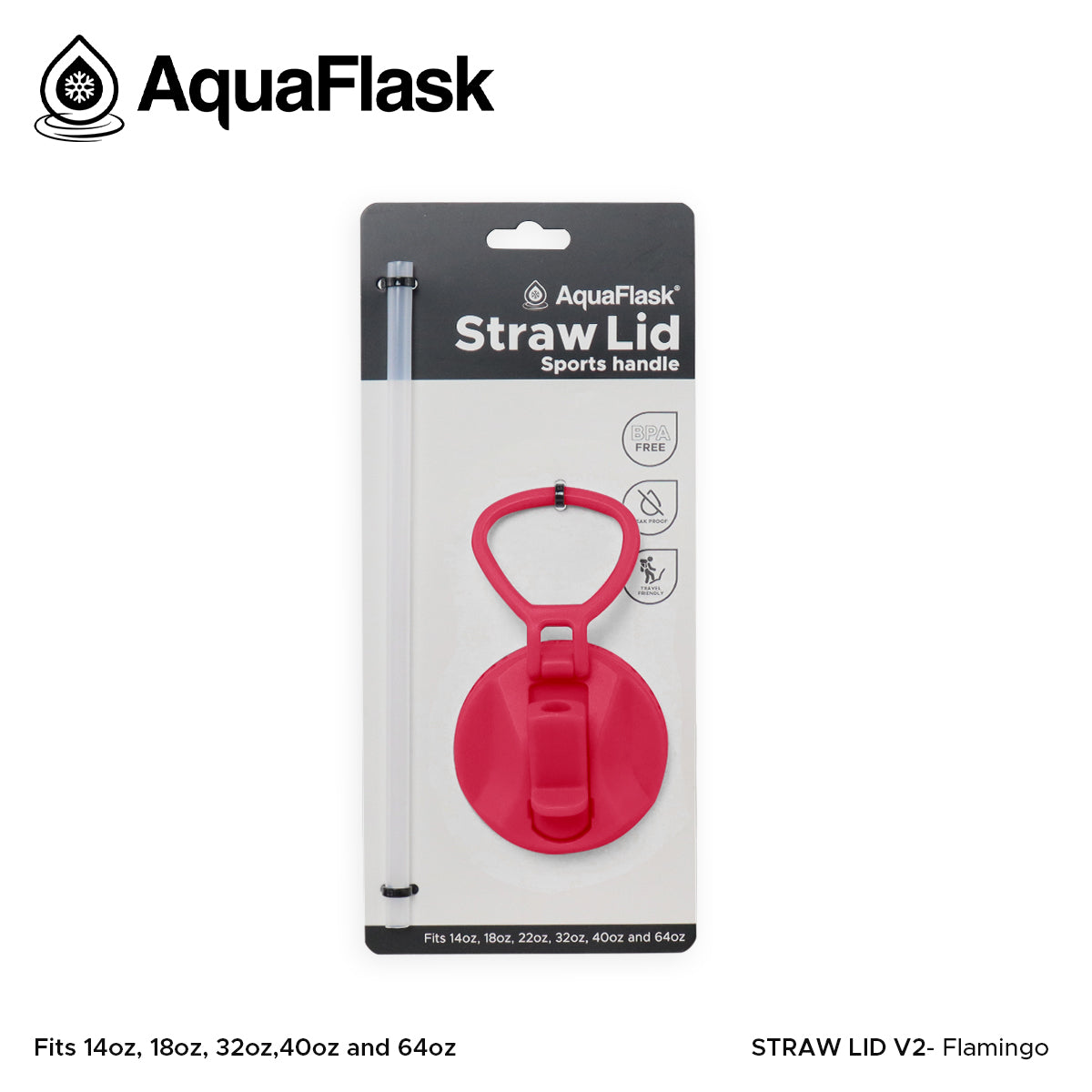 AQUAFLASK STRAW LID SPORTS HANDLE - FLAMINGO