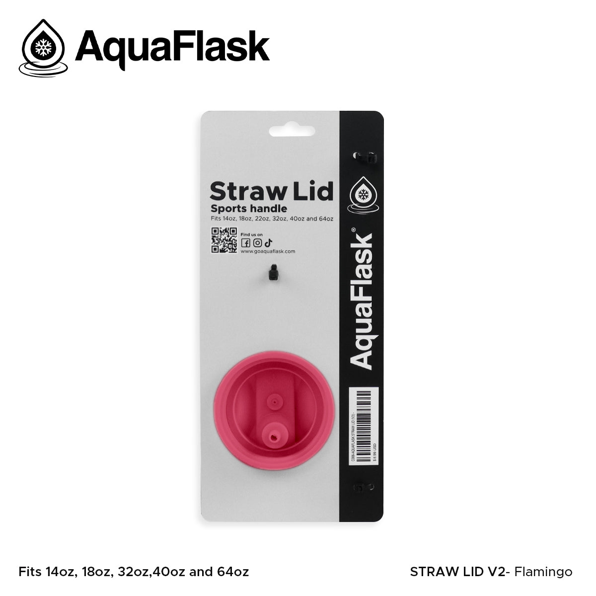 AQUAFLASK STRAW LID SPORTS HANDLE - FLAMINGO