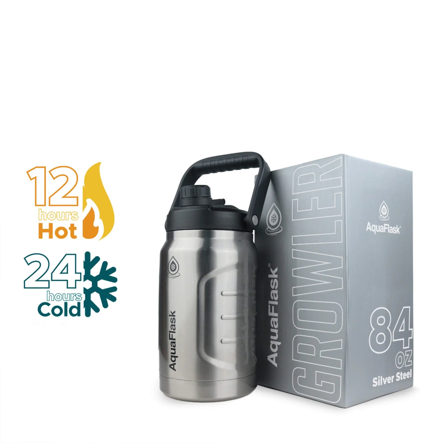 AQUAFLASK 84oz GROWLER - SILVER STEEL