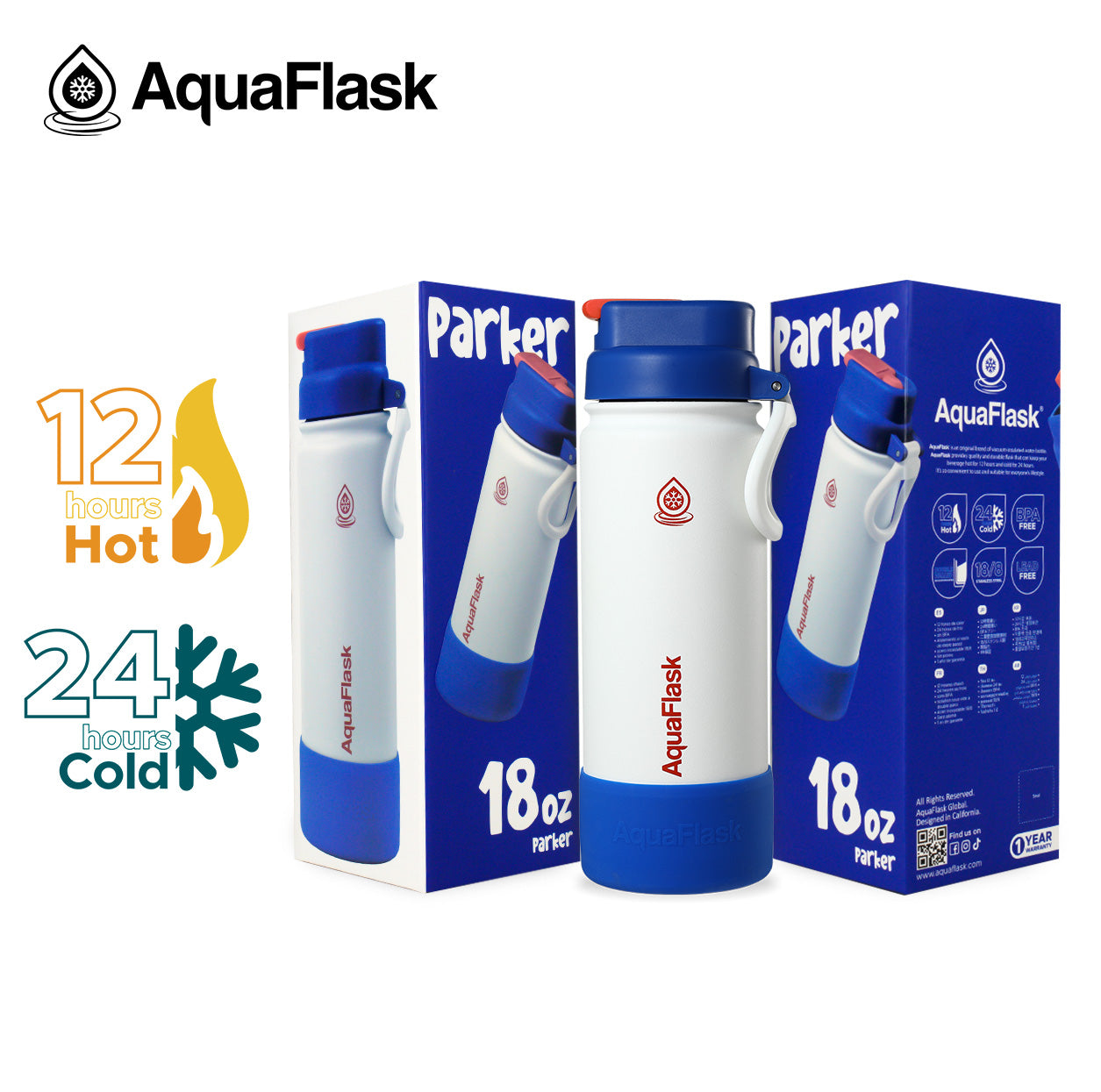 AQUAFLASK 18oz KIDS FLIP SIP - PARKER