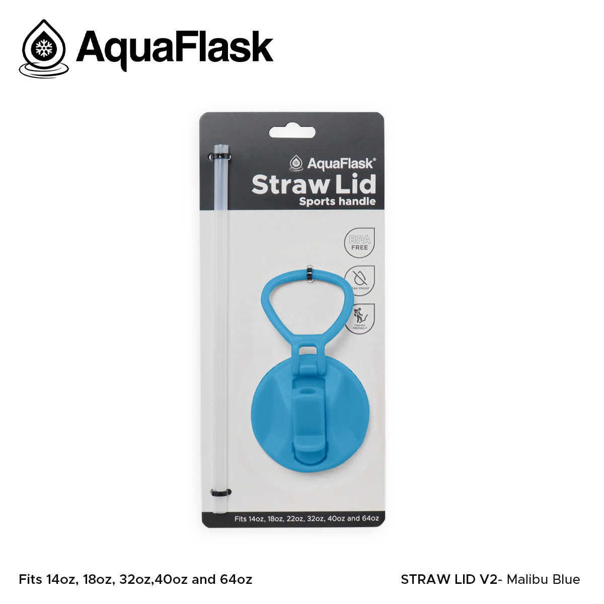 AQUAFLASK STRAW LID SPORTS HANDLE - MALIBU BLUE