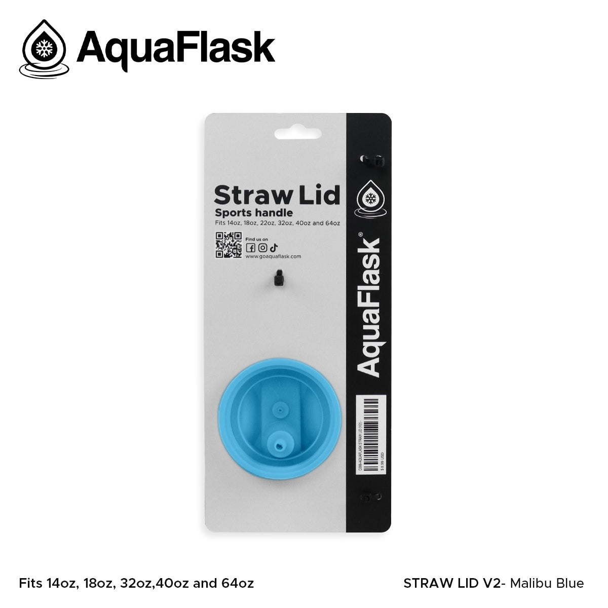 AQUAFLASK STRAW LID SPORTS HANDLE - MALIBU BLUE