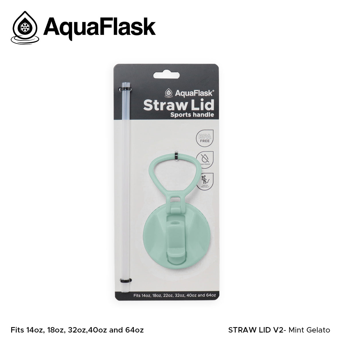 AQUAFLASK STRAW LID SPORTS HANDLE - MINT GELATO