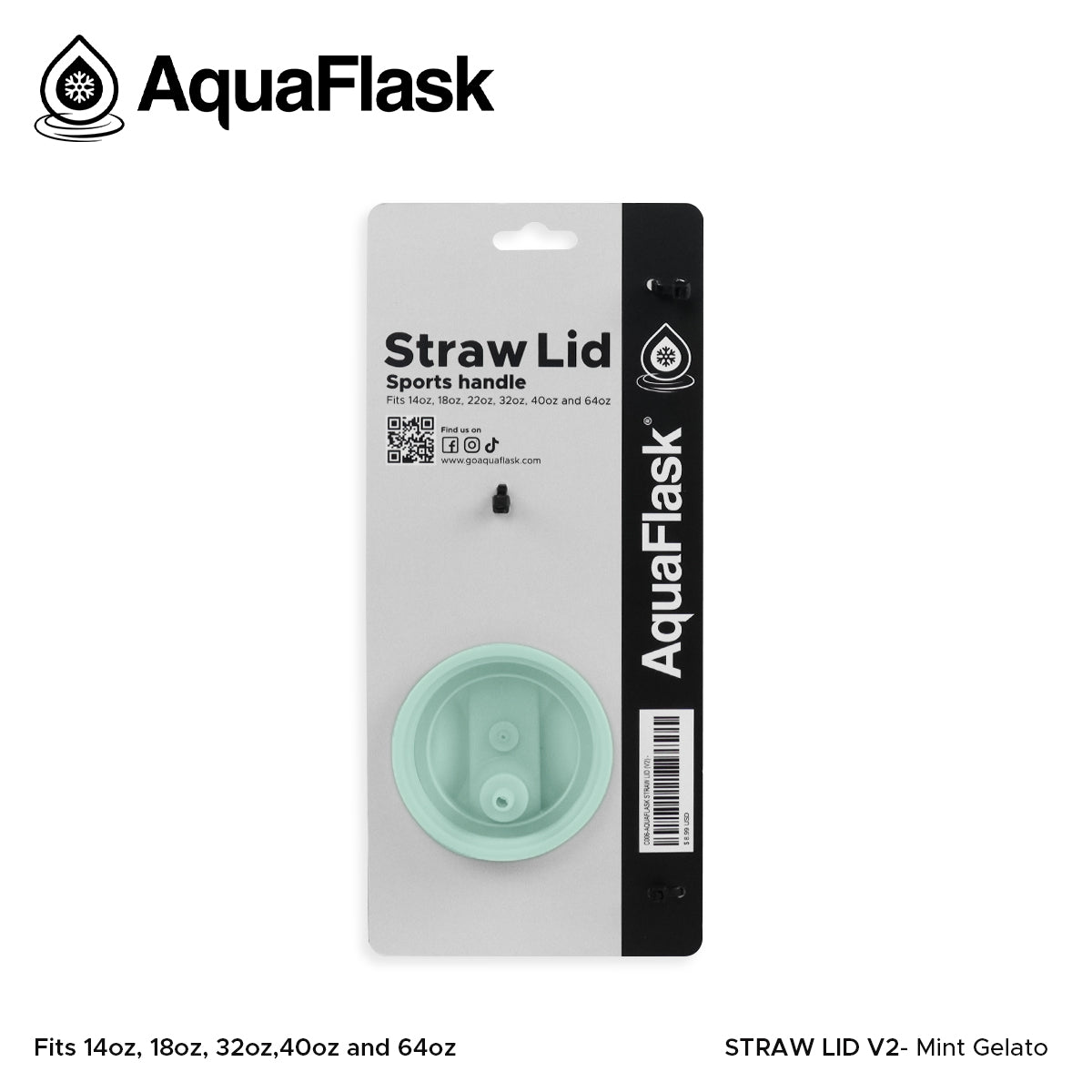 AQUAFLASK STRAW LID SPORTS HANDLE - MINT GELATO