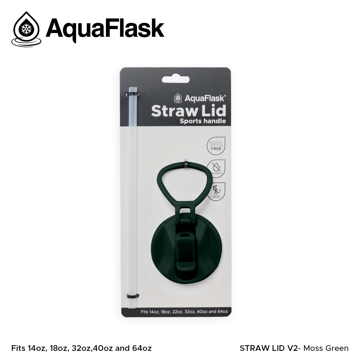 AQUAFLASK STRAW LID SPORTS HANDLE - MOSS GREEN
