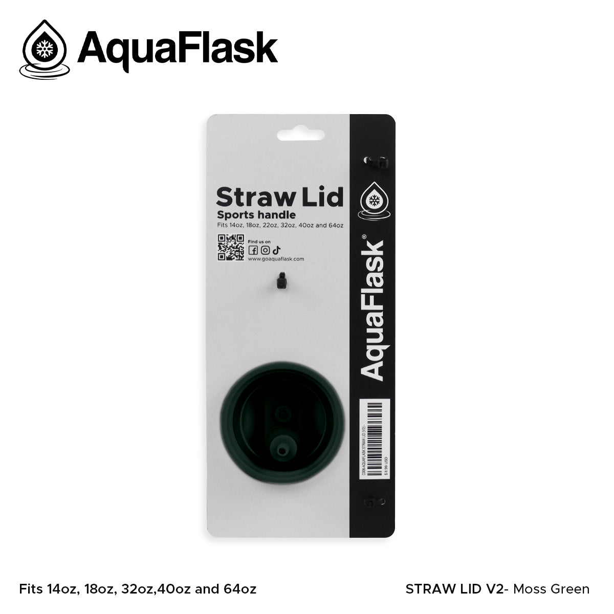 AQUAFLASK STRAW LID SPORTS HANDLE - MOSS GREEN