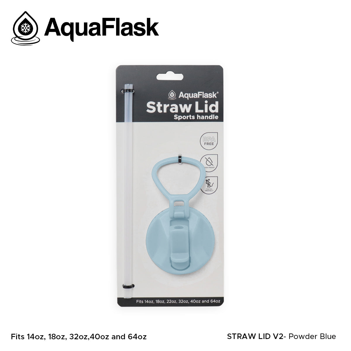 AQUAFLASK STRAW LID SPORTS HANDLE - POWDER BLUE