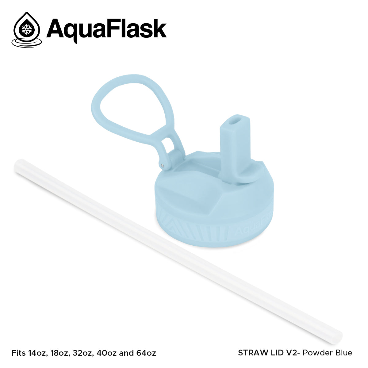 AQUAFLASK STRAW LID SPORTS HANDLE - POWDER BLUE