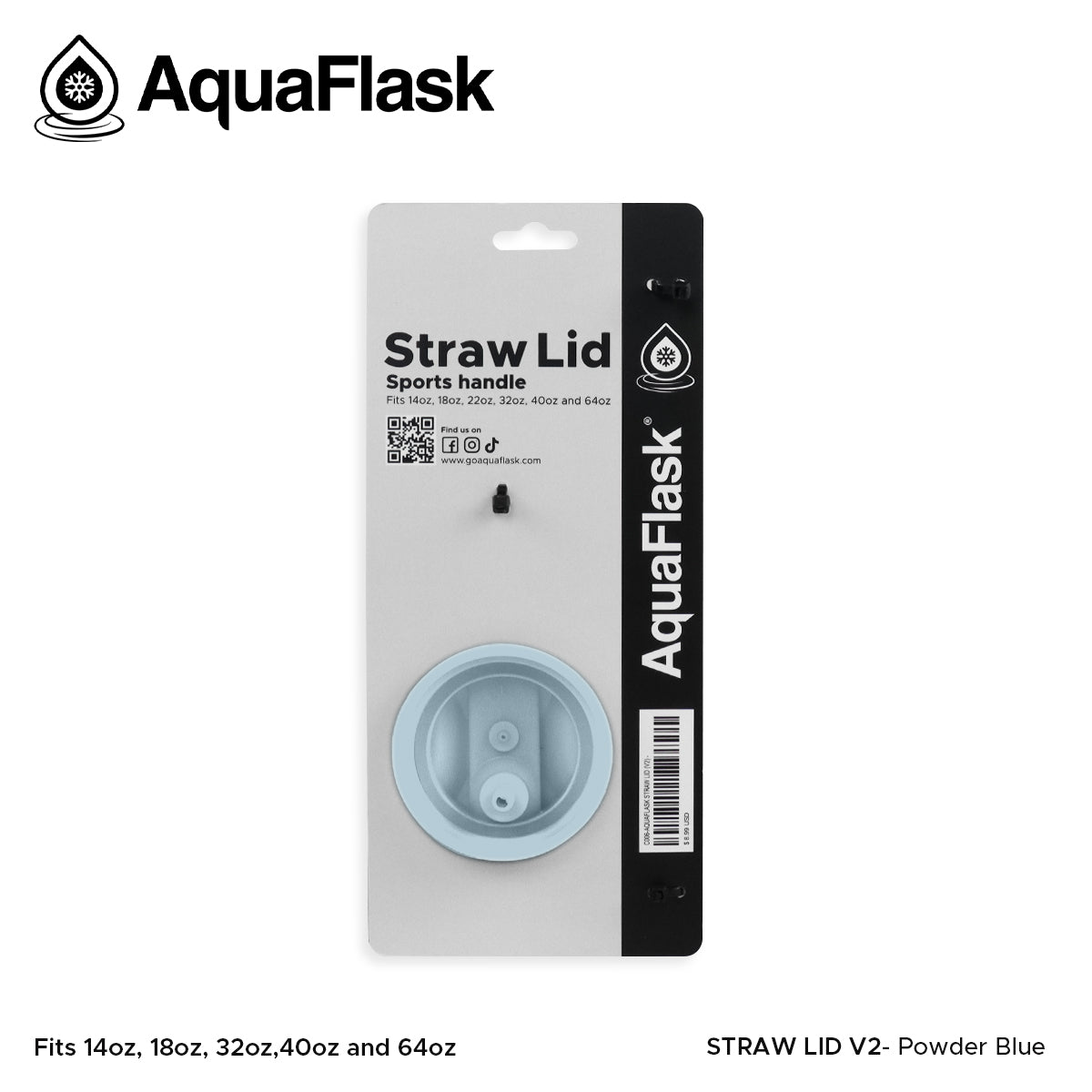 AQUAFLASK STRAW LID SPORTS HANDLE - POWDER BLUE