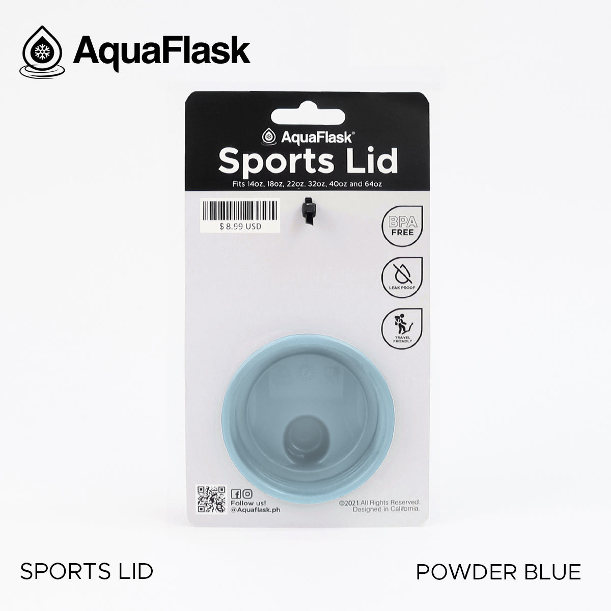 AQUAFLASK SPORTS LID - POWDER BLUE