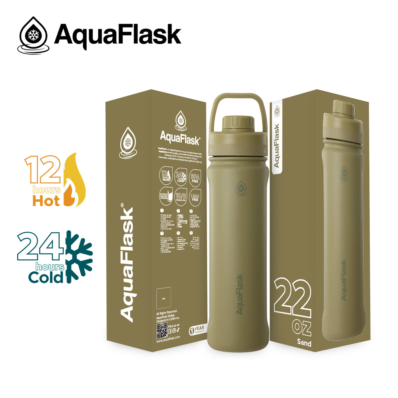 AQUAFLASK 22oz NEW ORIGINAL COLLECTION - SAND