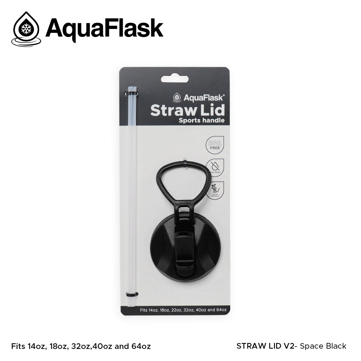 AQUAFLASK STRAW LID SPORTS HANDLE - SPACE BLACK