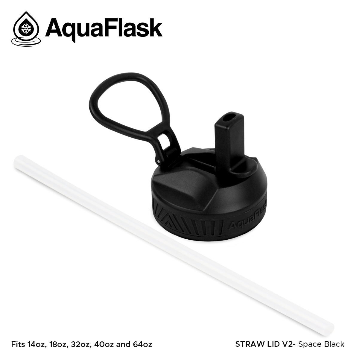 AQUAFLASK STRAW LID SPORTS HANDLE - SPACE BLACK