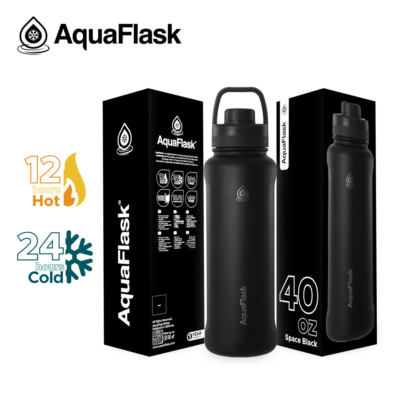 AQUAFLASK 40oz NEW ORIGINAL COLLECTION - SPACE BLACK