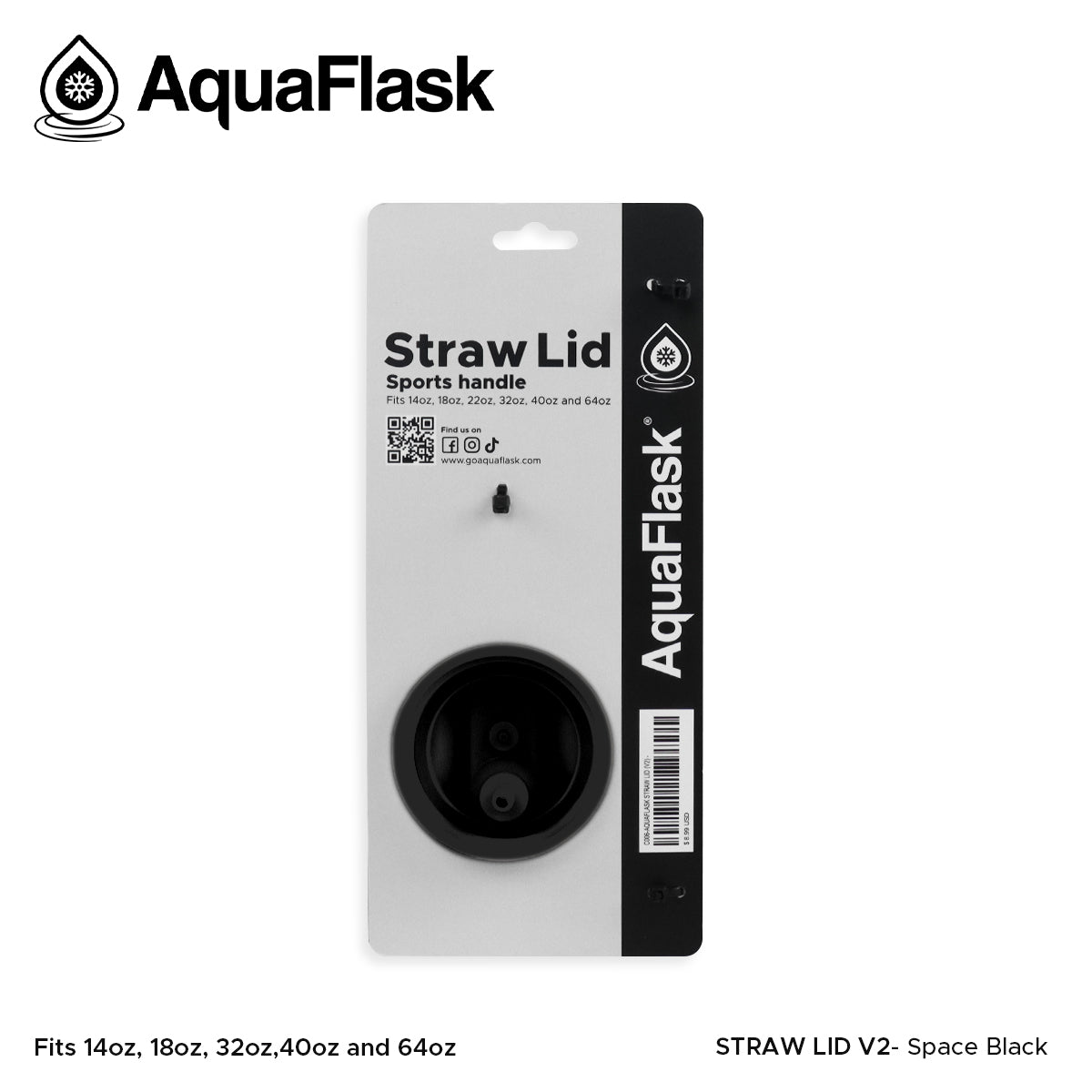 AQUAFLASK STRAW LID SPORTS HANDLE - SPACE BLACK