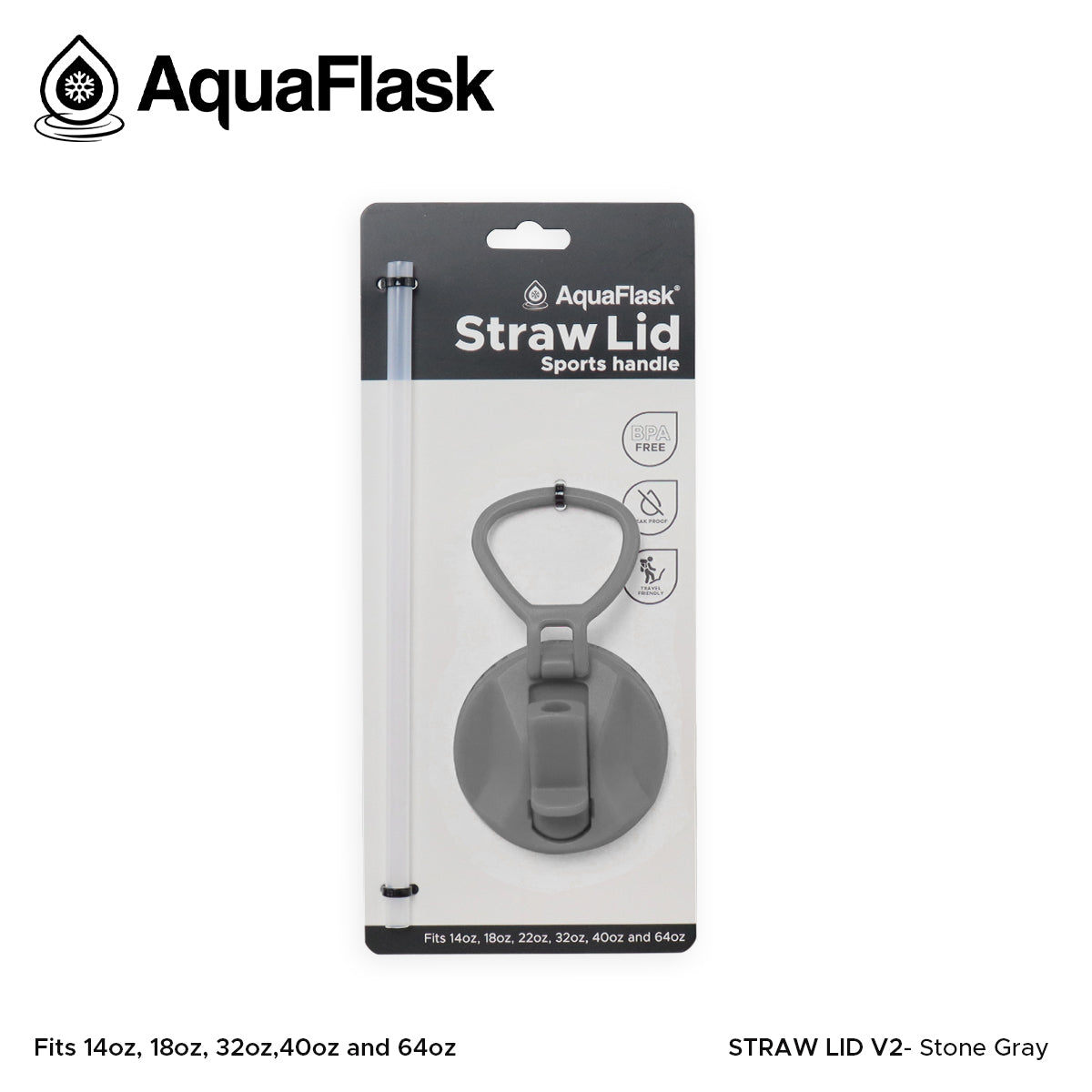 AQUAFLASK STRAW LID SPORTS HANDLE - STONE GRAY