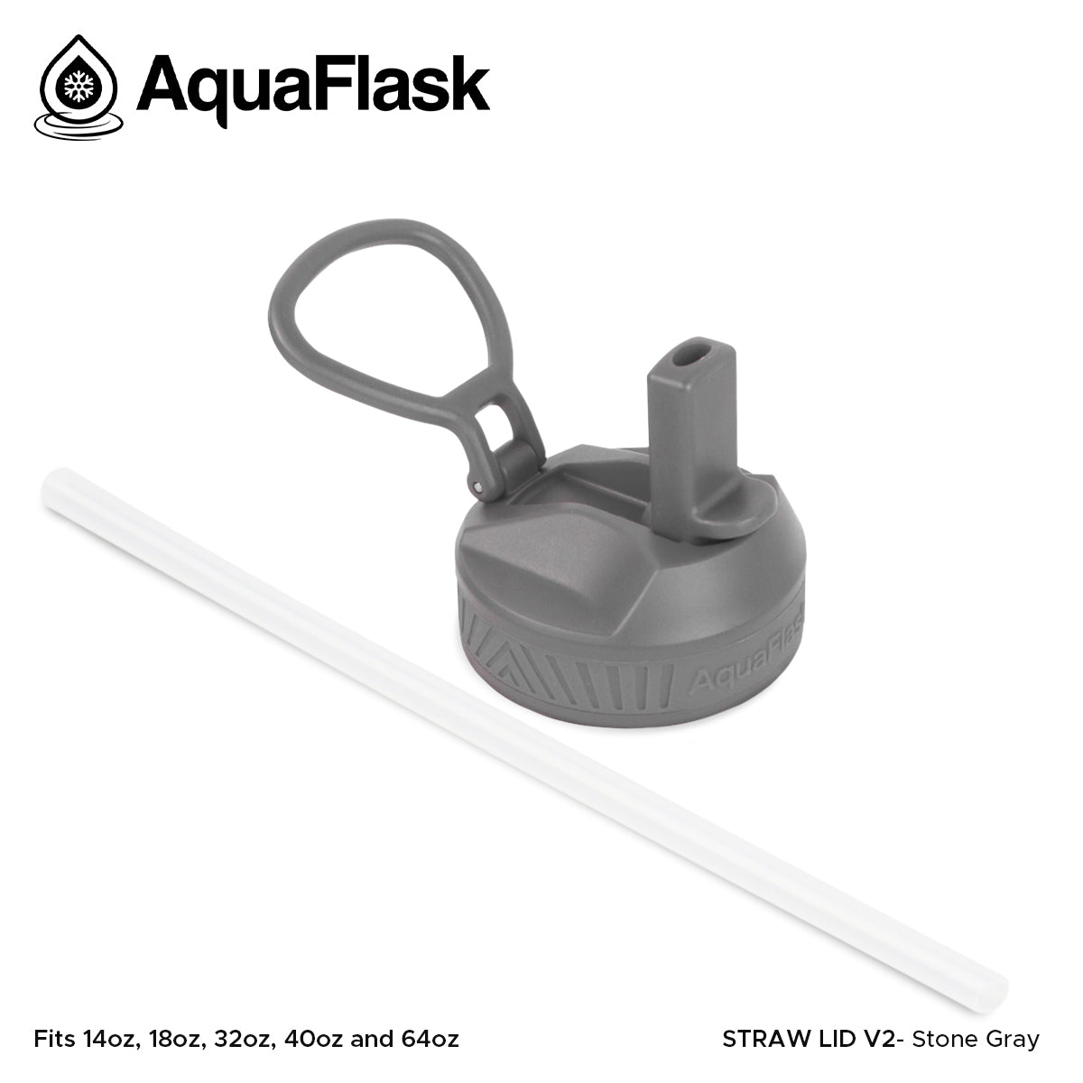AQUAFLASK STRAW LID SPORTS HANDLE - STONE GRAY