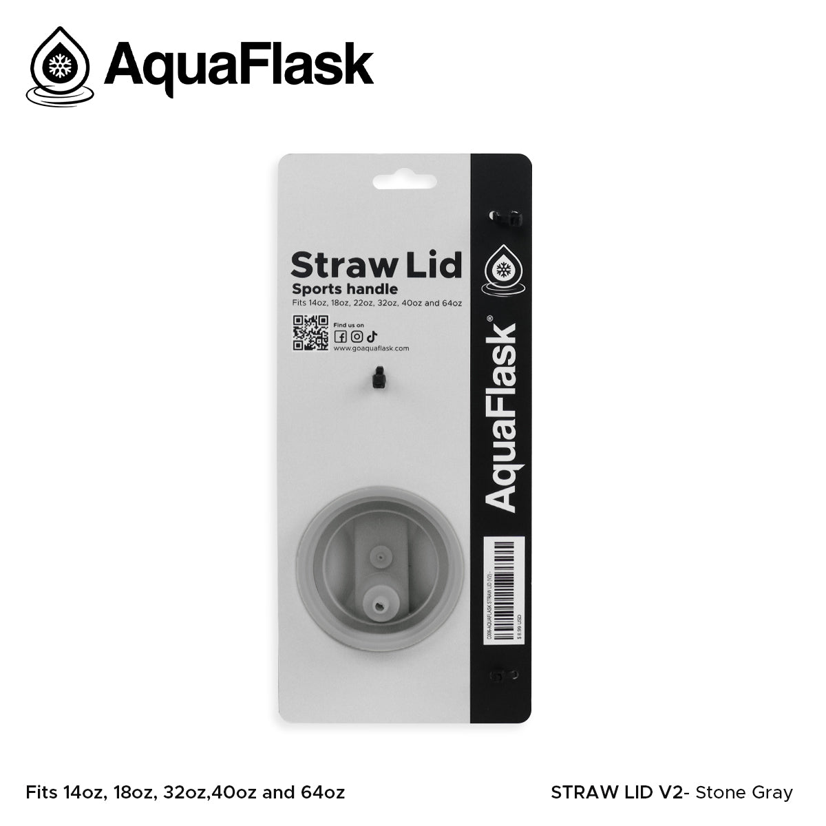 AQUAFLASK STRAW LID SPORTS HANDLE - STONE GRAY