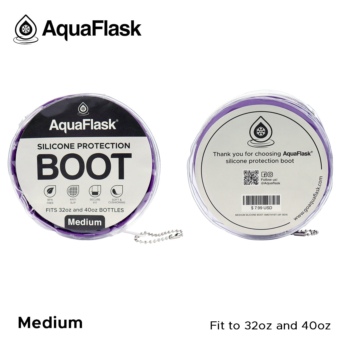 AQUAFLASK BASE PROTECTORA DE SILICONA MEDIANA - AMETHYST