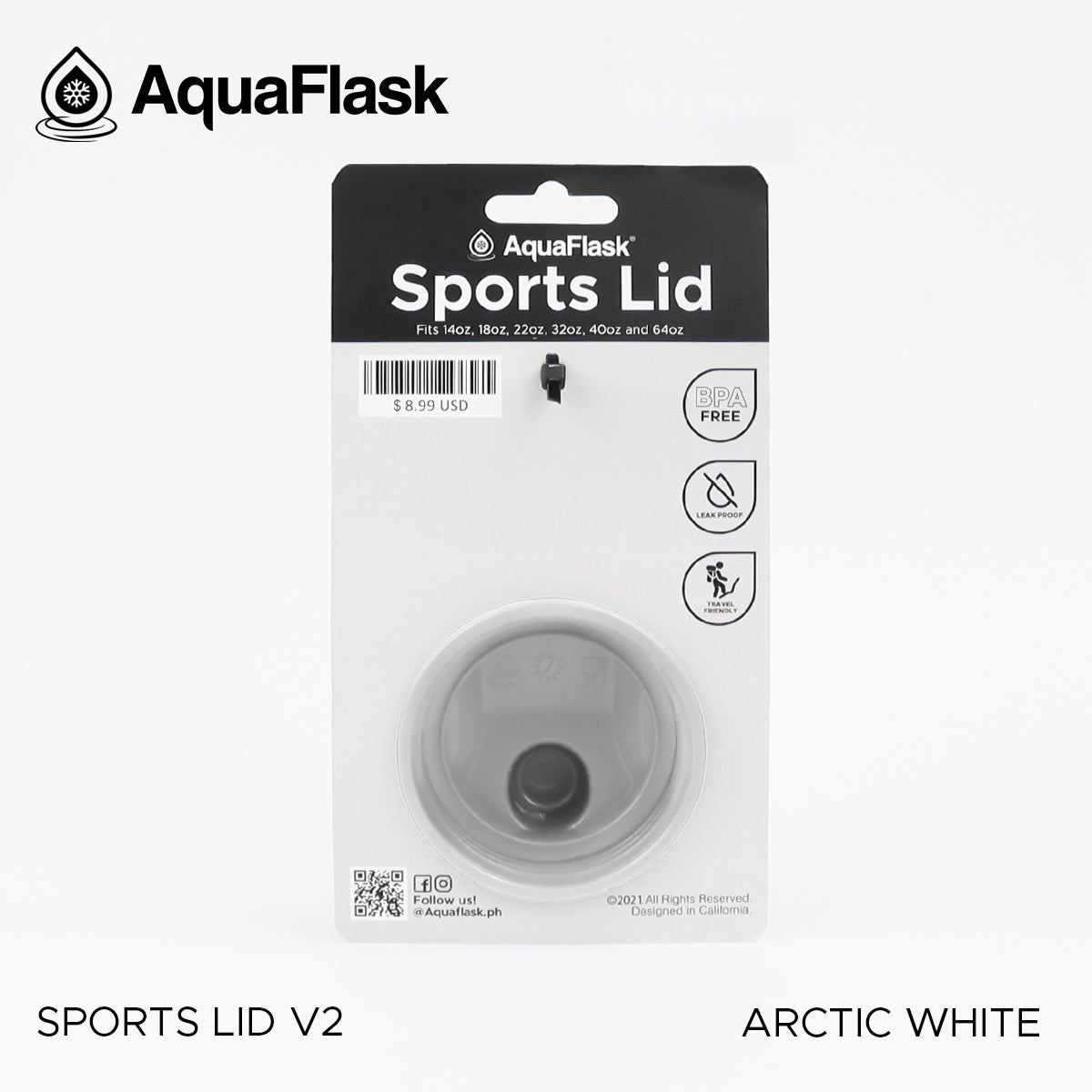 AQUAFLASK SPORTS LID - ARCTIC WHITE