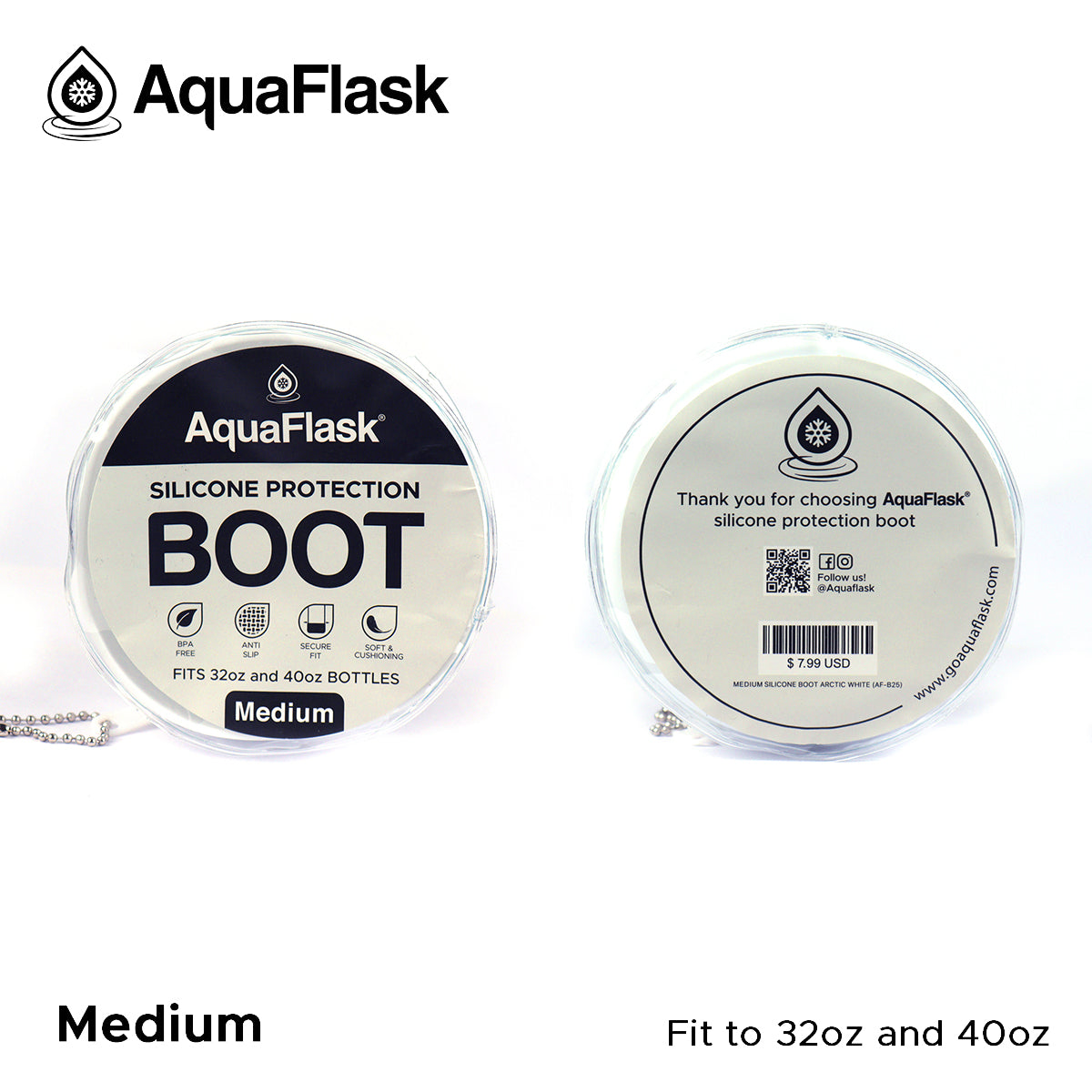 AQUAFLASK BASE PROTECTORA DE SILICONA MEDIANA - ARCTIC WHITE