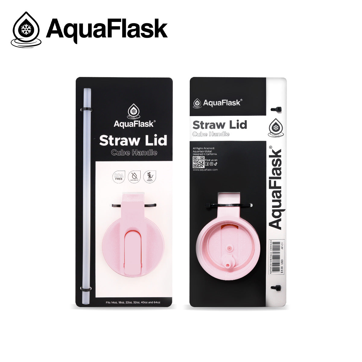 AQUAFLASK STRAW LID CUBE HANDLE - BALLET PINK