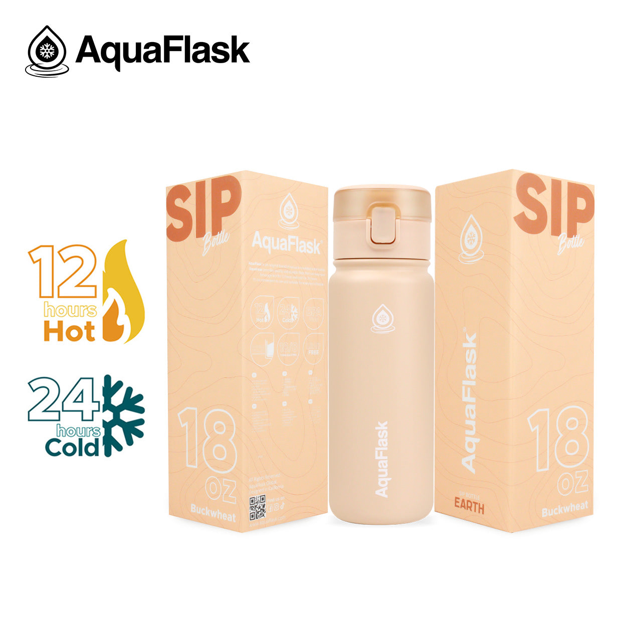 AQUAFLASK 18oz EARTH SIP BOTTLE - BUCKWHEAT