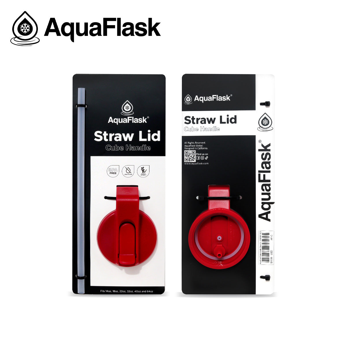 AQUAFLASK STRAW LID CUBE HANDLE - CHERRY RED