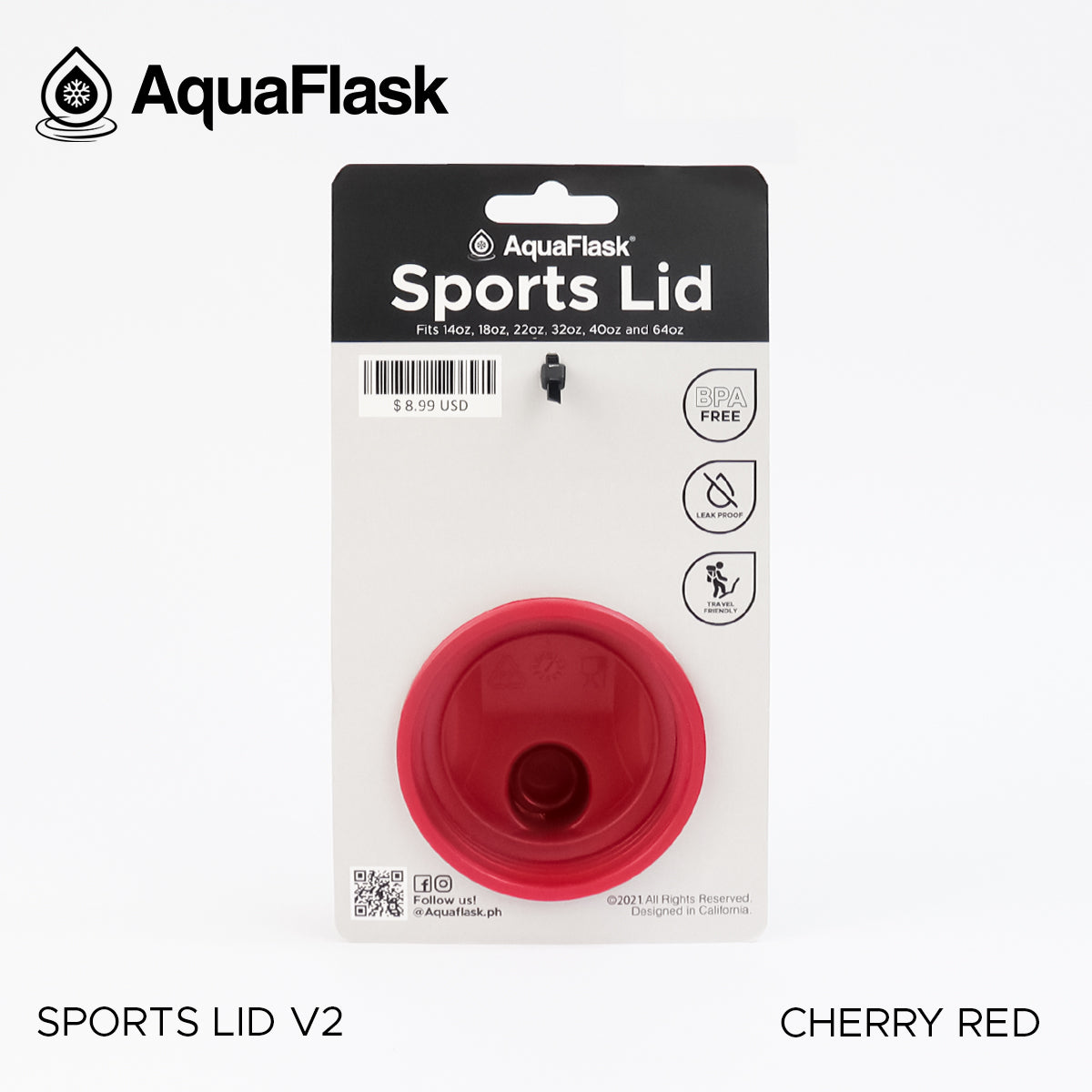 AQUAFLASK SPORTS LID - CHERRY RED