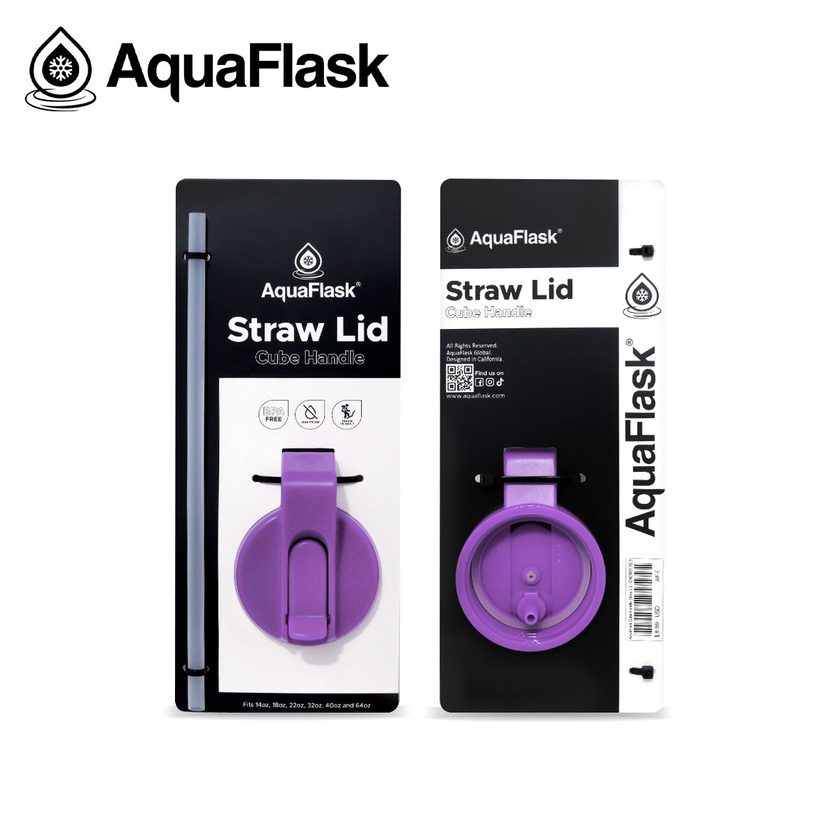 AQUAFLASK STRAW LID CUBE HANDLE - GRAPE