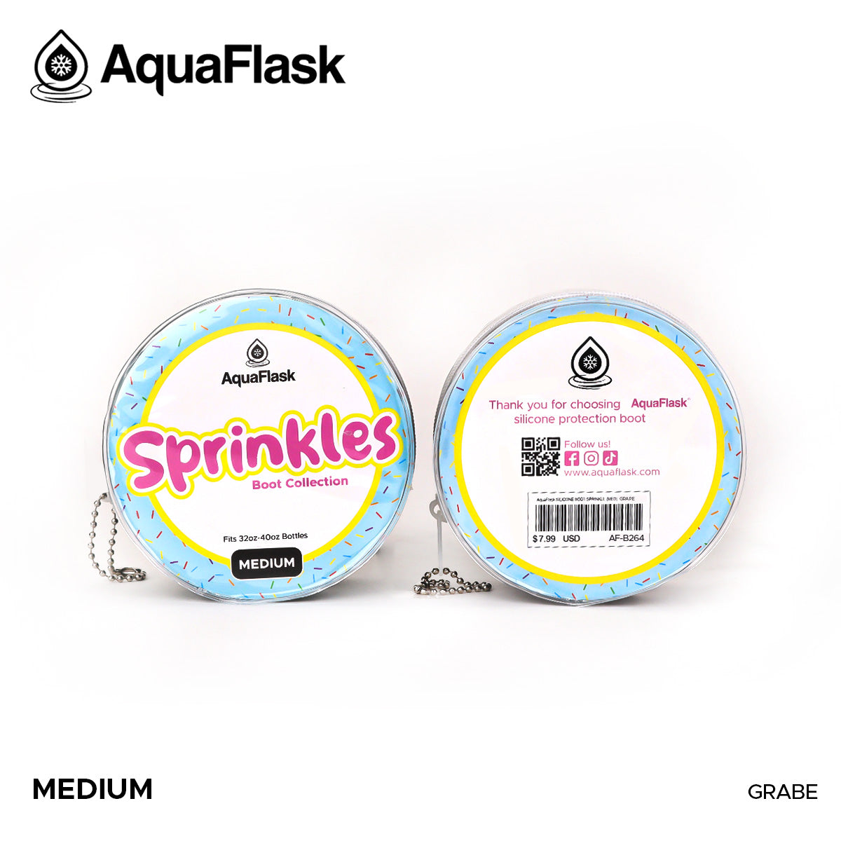 AQUAFLASK BASE PROTECTORA DE SILICONA MEDIANA - SPRINKLES GRAPE