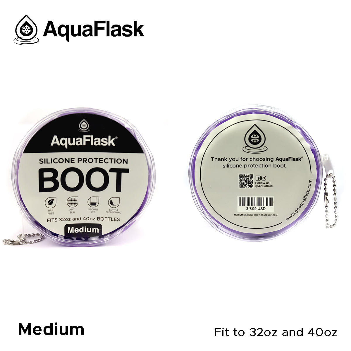 AQUAFLASK BASE PROTECTORA DE SILICONA MEDIANA - GRAPE