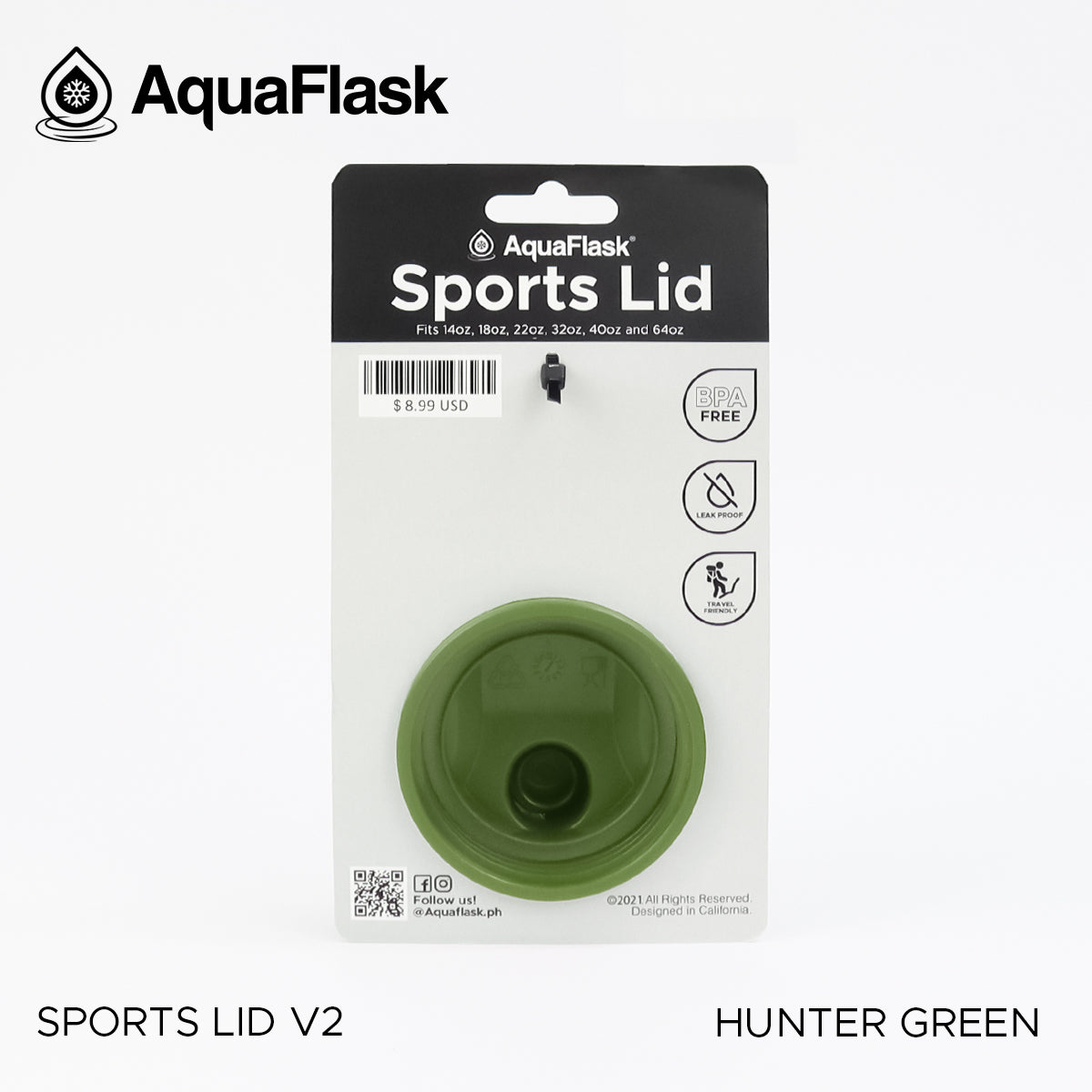 AQUAFLASK SPORTS LID - HUNTER GREEN