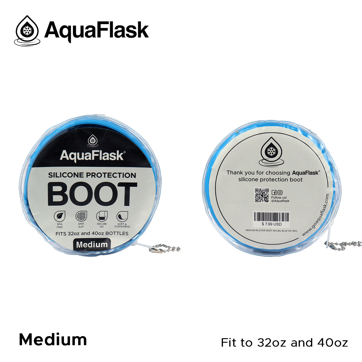 AQUAFLASK BASE PROTECTORA DE SILICONA MEDIANA - MALIBU BLUE