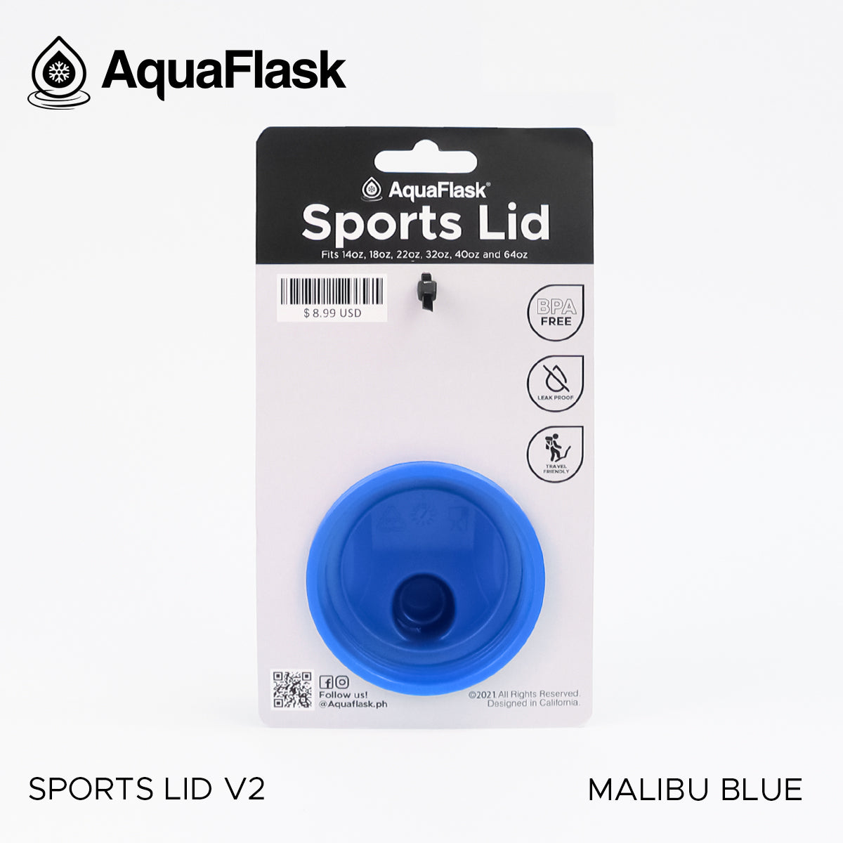 AQUAFLASK SPORTS LID - MALIBU BLUE